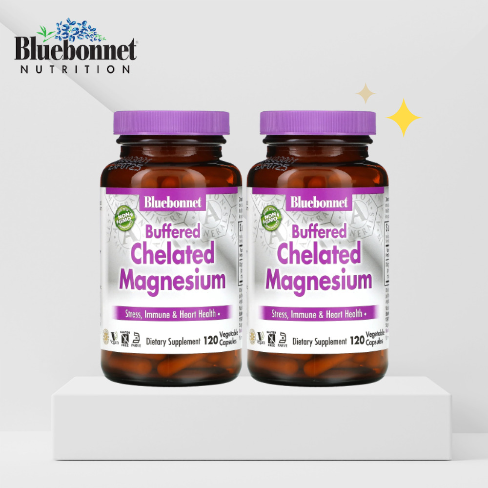 블루보넷 버퍼드 킬레이트 <b>마그네슘</b> 120캡슐 2통 Chelated