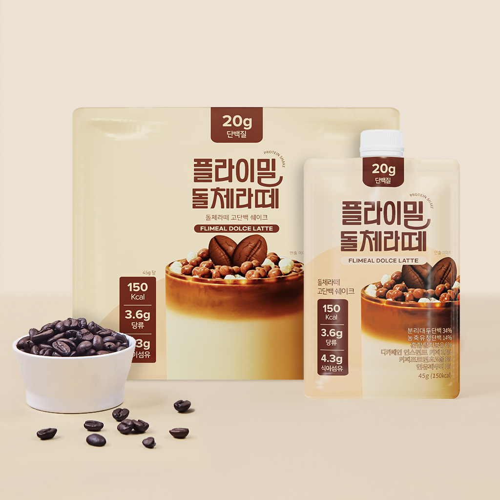 플라이밀 단백질 쉐이크 파우치 돌체라떼, 45g, 7개