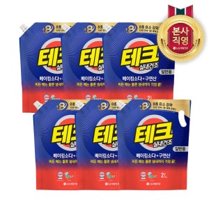 테크 베이킹소다+구연산 실내건조 액체세제 일반 리필 2L 6개