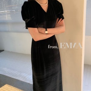 [바배] 벨벳 원피스 셔링원피스 하객룩 파티룩