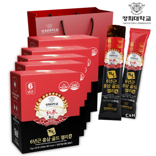 <b>경희</b> <b>홍삼</b> 골드 젤리 스틱 5세트(15gx150포) 6년근 부모님선물 수험생피로회복