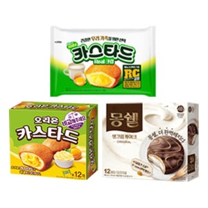 오리온 카스타드 276g+롯데 카스타드 230g+몽쉘 오리지널 408g (총 3개)