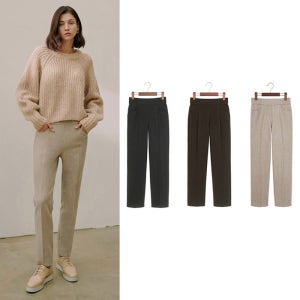 홈쇼핑 디자이너 지오 여자 정장바지 허리밴딩 슬랙스 약기모 겨울 슬림핏