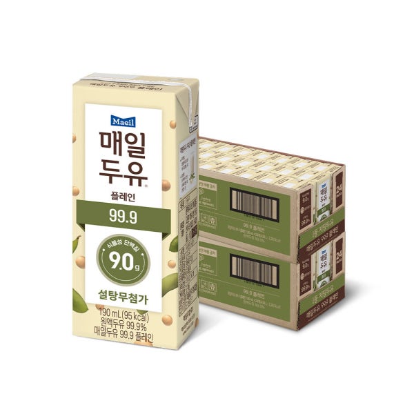 매일두유 99.9 플레인 저당두유 190ml 48팩 [+오트밀 900g 추가 구매 옵션] [도착보장]
