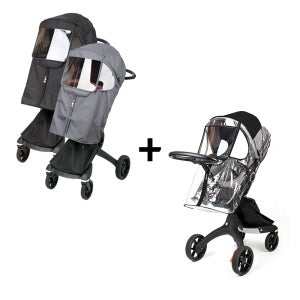 스토케 디럭스 유모차 커버 익스플로리 트레일즈 크루시 스쿠트 방풍사계절 블랙 레인커버 세트