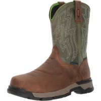 Ariat Mens Rebar Flex Western 방수 복합 투 워크 부츠 라이 브라운/올리브 그린 10.5