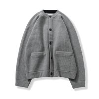 홀리선 HORLISUN Annette Superfine Wool Heavy Rib Knit Cardigan Melange Gray