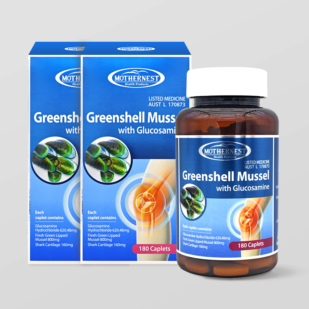 마더네스트 호주직구 초록입홍합 고함량 글루코사민 1500mg 180정 x 2 관절연골