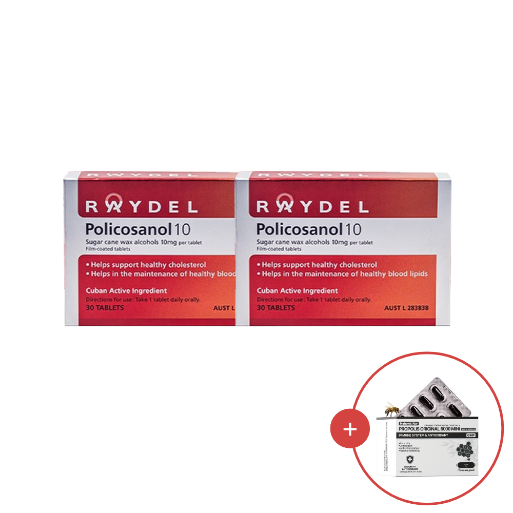 쿠바산 <b>레이델 폴리코사놀</b> 10mg 30정 2개 + NK 프로폴리스 6000mg <b>20</b>캡슐