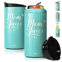 SANDJEST Mom 텀블러 및 캔 쿨러 - 4 in 1 디자인 엄마 주스 여행용 머그 대부분의 355ml(12온스) 스키니 캔 맥주 병에 적합 - 딸, 아들이 생일, 어머니의