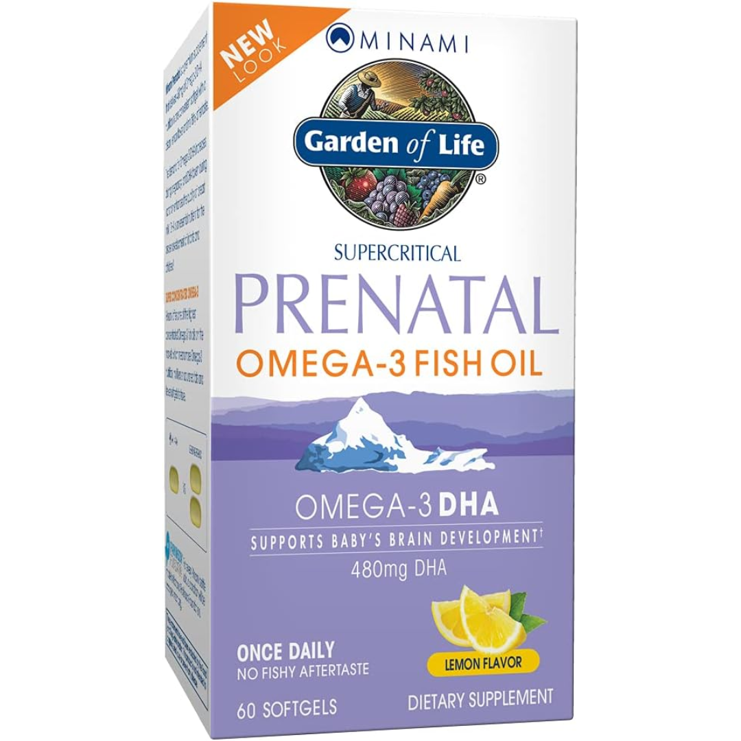<b>가든오브라이프</b> 미나미 프레나탈 <b>오메가 3</b> 어유 480mg DHA 레몬 맛 60 소프트젤