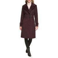 KENNETH COLE 케네스 콜 Solid Wool Blend Trench Coat - MERLOT 215273