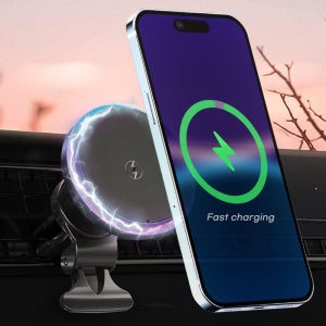 로드블레스 차량용 맥세이프 15W 고속 충전기 송풍구형 엠비언트 LED 무선충전 거치대