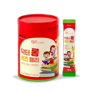 에버프레쉬 닥터롱키즈 젤리 (30포 X 1박스 /30일분) 어린이 비타민 미네랄 영양간식 블루베리포도맛