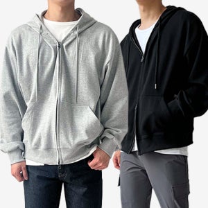 남자 짱짱한 루즈핏 무지 후드집업 특양면 투웨이 회색 검정 학생 후드집업