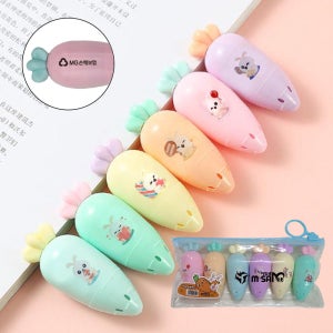 파스텔 당근 6색 형광펜 세트 펜 볼펜 문구 학용품 인쇄가능