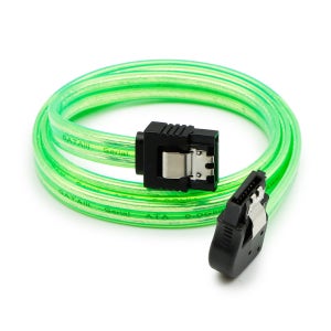 마하링크 SATA3케이블 6Gb/s Lock L형 라운드 투명 그린 0.5M ML-S3L9G