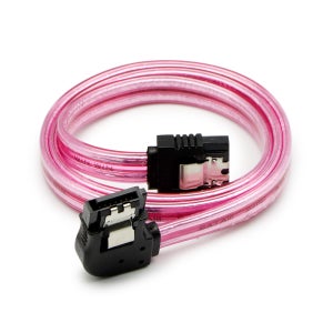 마하링크 SATA3케이블 6Gb/s Lock L형 라운드 투명 레드 0.5M ML-S3L9R