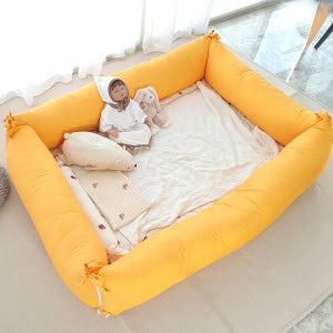 아기 범퍼쿠션 침대가드 신생아 바디필로우 4개 세트(솜포함) 체크베이지