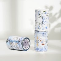 WT 소분 Princess Room Blues Washi PET tape 인물 소녀 꽃 프레임 배경 마테 마스킹테이프