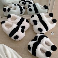 수심 Panda Slippers 판다 슬리퍼 퍼 실내용 아동 커플 남성용 여성용 털실내화