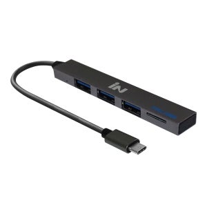 인네트워크 울트라슬림 TYPE-C TO USB 3.0 3포트+마이크로 SD리더기 겸용 다크그레이 [IN-C3U3MSD] INV073