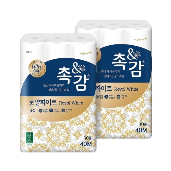 깨끗한나라 촉앤감 로얄화이트화장지40m x 30롤x 2팩 코스트코
