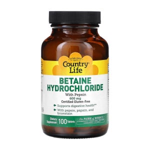 컨트리 라이프 베타인 하이드로클로라이드 펩신 600mg 100정 Betaine