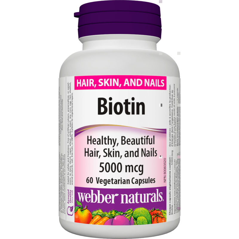 캐나다 직구 <b>웨버</b>네추럴 비오틴 5000mcg 마그네슘 60 베지테리언 캡슐