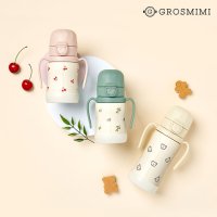 그로미미 원터치 스테인리스 빨대컵200ml 돗꼼/올리브/체리쉬 -유광택