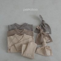 피카부 오일배냇세트 배냇저고리+바지+모자세트 (3color)