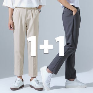 1+1 기장선택 9부 10부 남자 슬림핏 옆밴딩 슬랙스 출근바지 정장바지 (HT005)
