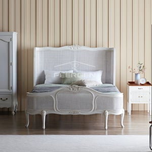 클레어 화이트 라탄 원목 신혼침대 부부 퀸사이즈 Q