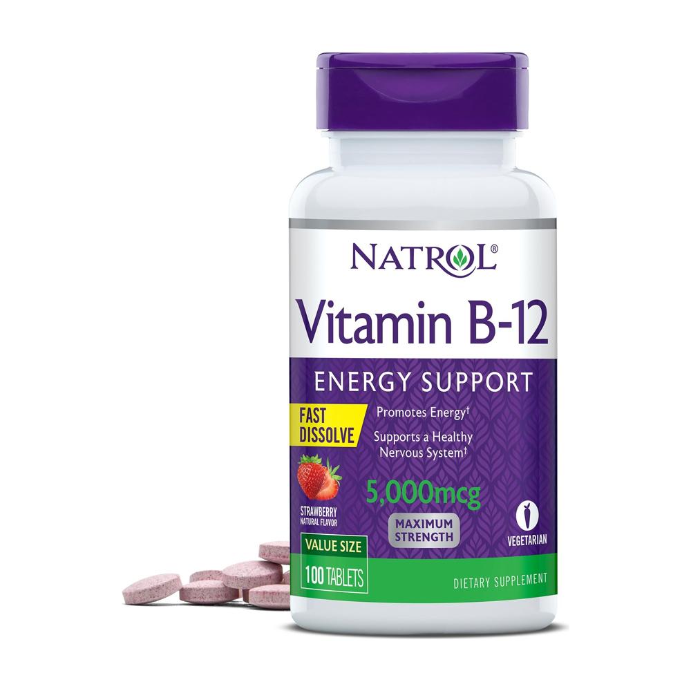 <b>나트롤</b> 비타민 B12 5000mcg <b>시아노코발라민</b> Vitamin B 100츄어블정 딸기맛