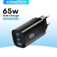 ASOMETECH GaN USB C타입 고속 충전기 맥북 노트북 아이패드 태블릿 아이폰 14 삼성 S23 울트라용 65W 45W PPS PD QC40