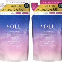 (SET) YOLU 요루 샴푸 트리트먼트 세트 리필용 각 400g - 캄 나이트 리페어