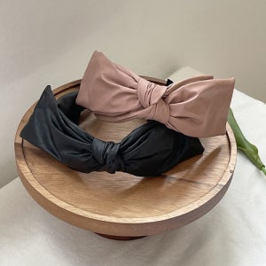 가죽 왕리본 머리띠 인디핑크 블랙 2color