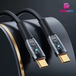 라이노핏 USB C to C 100W PD 고속 충전 LED 라이트 클리어 케이블 (1.2M)/(2M)