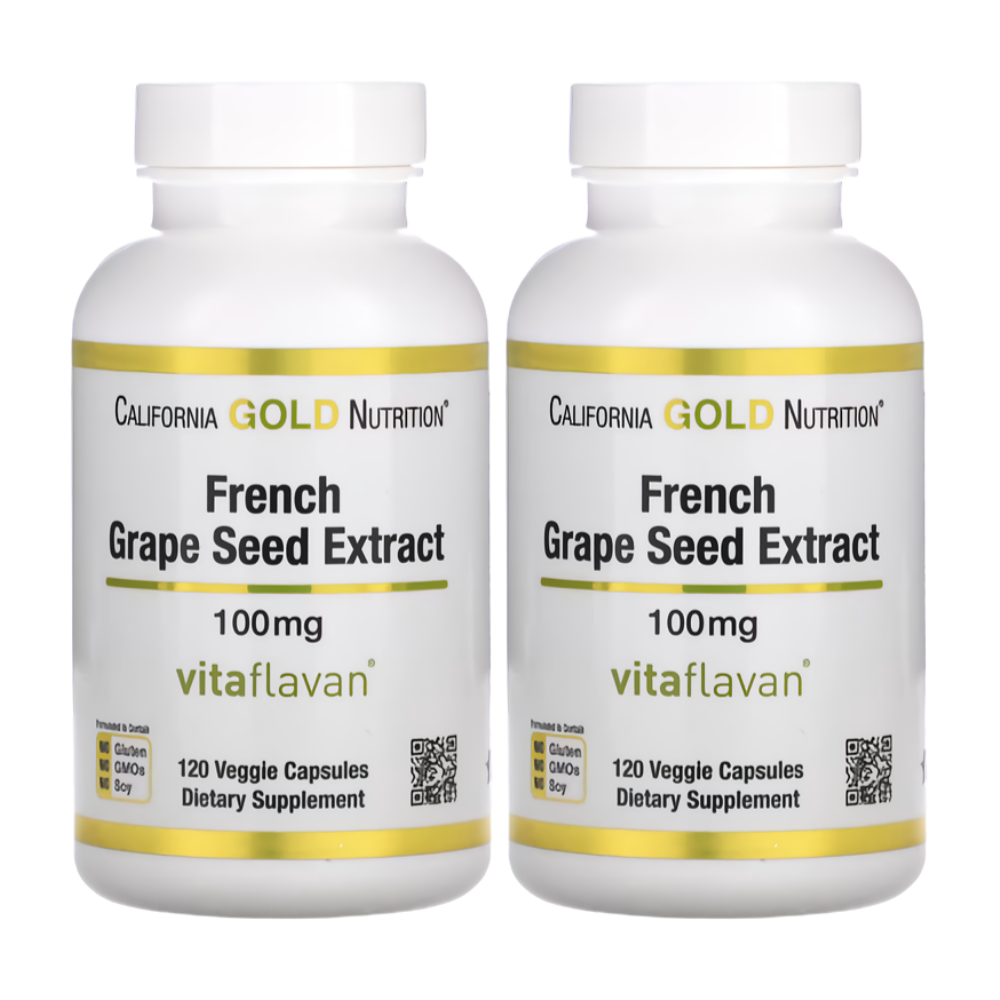 CGN 포도씨추출물 폴리페놀 그레이프시드 GrapeSeed 100mg 120캡슐 x2통
