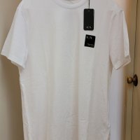 아르마니 익스체인지 남성 XL 사이즈 슬림핏 BOX LOGO 티셔츠 White