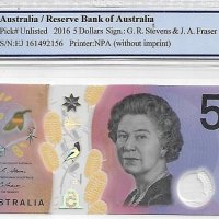 호주 2016년 5달러 70등급 지폐