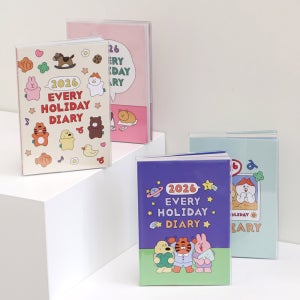 2026 에브리 홀리데이 다이어리 귀여운 캐릭터 다꾸 스티커 PVC 커버 포함 날짜형 위클리 스케줄러