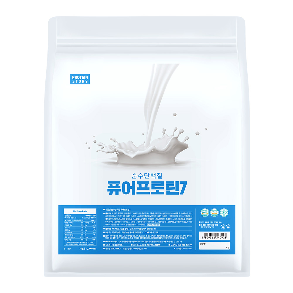 프로틴스토리 맛있는 단백질 퓨어프로틴7 무맛 3kg