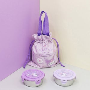 쿠로미 원형스텐 2단 도시락조리개세트 아기 어린이 유아 아동 소풍