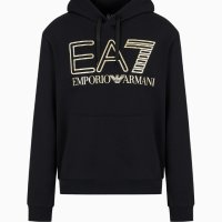 EMPORIO ARMANI EA7 Logo Series hooded cotton sweatshirt 6RPM09PJSHZ10208 Black