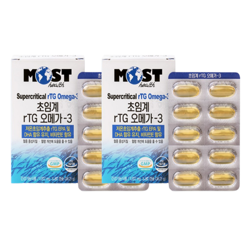 rTG Omega-3 오메가3캡슐 혈행건강 EPA DHA 저온초임계 오메가쓰리 2통