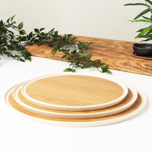 지코 논슬립쟁반 우드 원형 옐로우 (중) 400