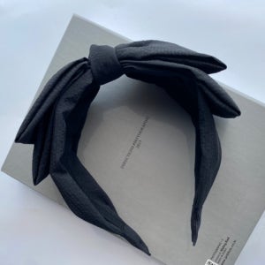 레이디 볼륨 블랙 2중 왕리본 머리띠 헤어밴드