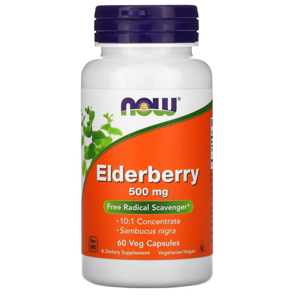 (아이허브) 나우푸드 <b>엘더베리 500mg</b> 베지 캡슐 60정 해외직구