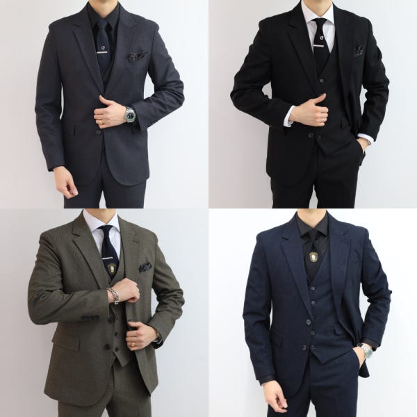 남자정장 체크수트 빅사이즈 3피스 봄 여름 캐주얼 S-5XL 결혼식 하객룩 웨딩 면접